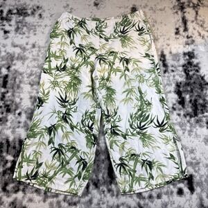 J Jill Pants Womens Size Large Linen BlendCapri Woven Floral Hippie Boho Pull On